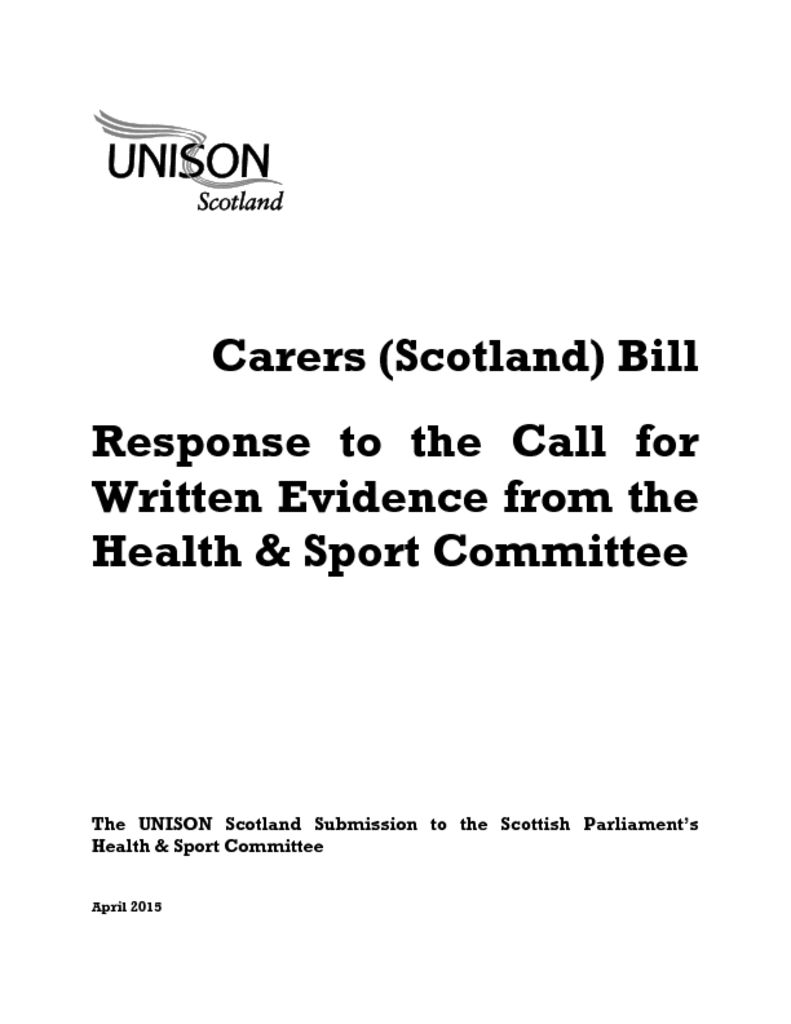 Carers (Scotland) Bill response