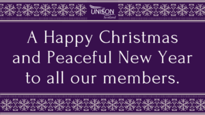 Graphic that says a happy Christmas and peaceful new year to all our members. 