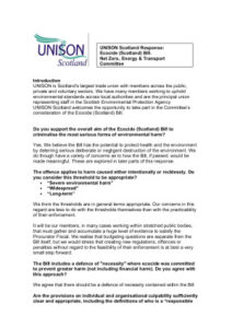 thumbnail of Ecocide bill Stage 1 response – UNISON Scotland