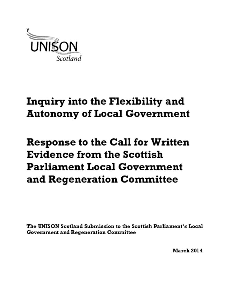 Inquiry into the Flexibility and Autonomy of Local Government