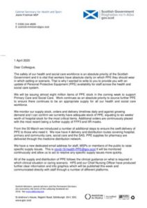 thumbnail of Letter re PPE – 1 April