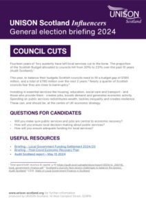 thumbnail of UNISON Influencers briefing sheet 24 – council cuts