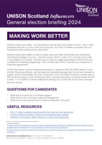 thumbnail of UNISON Influencers briefing sheet 24 – making work better