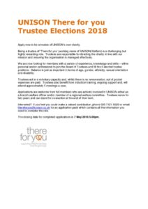 thumbnail of UNISON Welfare Trustee Election Advert 2018